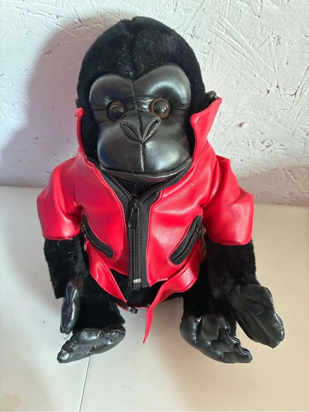 Black Plush Gorilla with Red Jacket - Kids Stuffed Animal